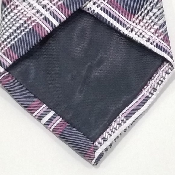 Stafford - Plaid Tie - Navy Pink and White - Picture 5 of 9